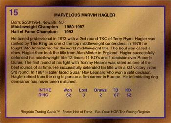 1996 Ringside - International Hall of Fame #15 Marvin Hagler Back