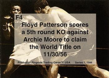 1996 Ringside - Fight Cards #F4 The 'K.O.' Punch (Floyd Patterson / Archie Moore) Back