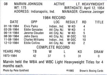 1985 Brown's #08 Marvin Johnson Back