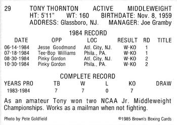 1985 Brown's #29 Tony Thornton Back