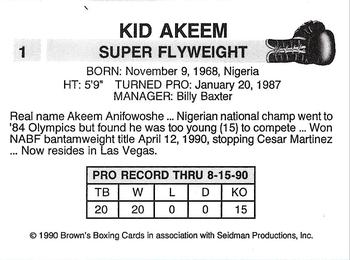 1990 Brown's #1 Kid Akeem Back