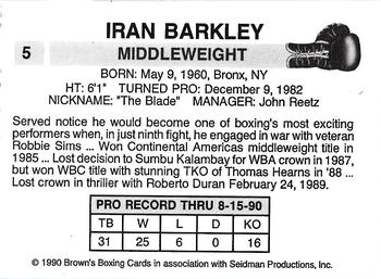 1990 Brown's #5 Iran Barkley Back