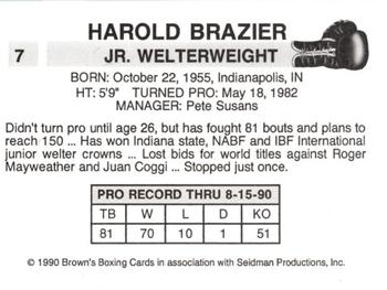 1990 Brown's #7 Harold Brazier Back