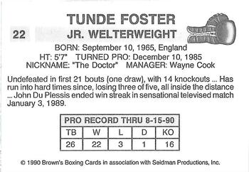 1990 Brown's #22 Tunde Foster Back