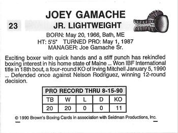 1990 Brown's #23 Joey Gamache Back