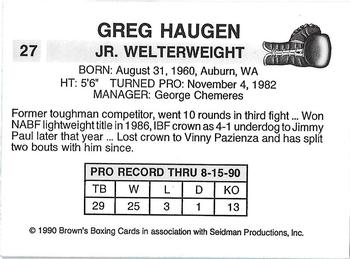 1990 Brown's #27 Greg Haugen Back