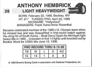 1990 Brown's #28 Anthony Hembrick Back