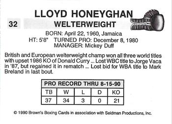 1990 Brown's #32 Lloyd Honeyghan Back
