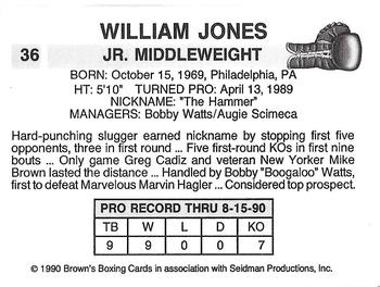 1990 Brown's #36 William Jones Back
