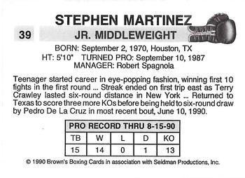 1990 Brown's #39 Stephen Martinez Back