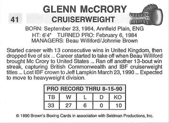 1990 Brown's #41 Glenn Mccrory Back