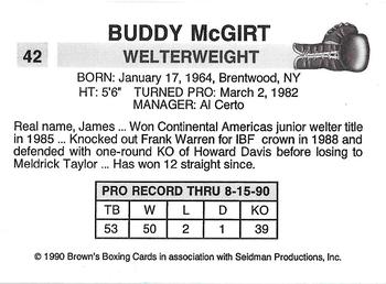 1990 Brown's #42 Buddy McGirt Back