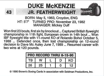 1990 Brown's #43 Duke Mckenzie Back