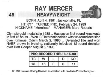 1990 Brown's #45 Ray Mercer Back
