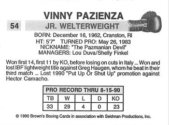 1990 Brown's #54 Vinny Pazienza Back