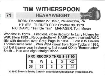 1990 Brown's #71 Tim Witherspoon Back