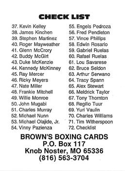 1990 Brown's #72 Checklist Back