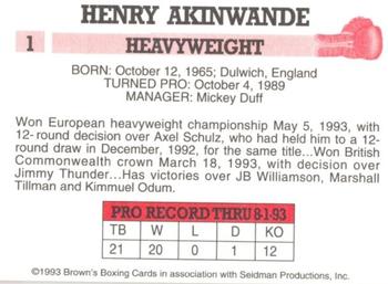 1993 Brown's #1 Henry Akinwande Back