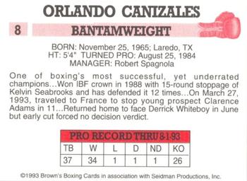 1993 Brown's #8 Orlando Canizales Back