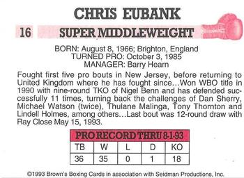 1993 Brown's #16 Chris Eubank Back
