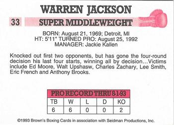 1993 Brown's #33 Warren Jackson Back