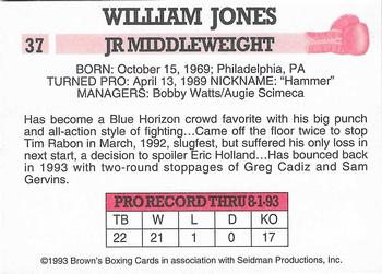 1993 Brown's #37 William Jones Back