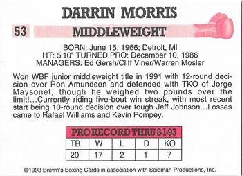 1993 Brown's #53 Darrin Morris Back