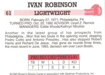1993 Brown's #61 Ivan Robinson Back