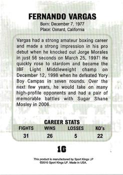 2010 Ringside Boxing Round One #16 Fernando Vargas Back