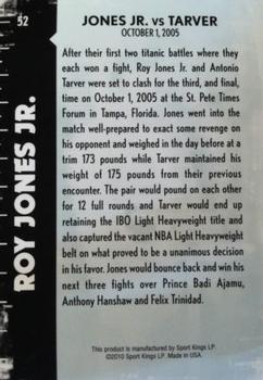 2010 Ringside Boxing Round One #52 Roy Jones Jr. Back