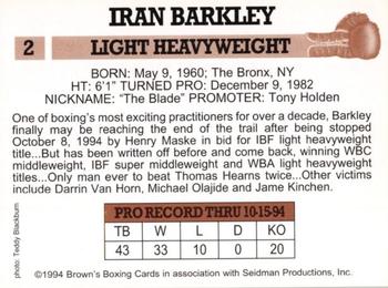 1994 Brown's #2 Iran Barkley Back