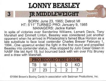 1994 Brown's #3 Lonny Beasley Back