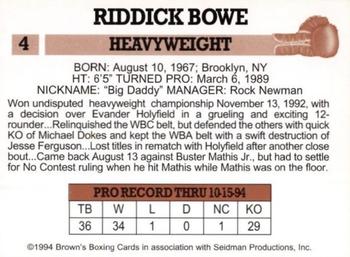 1994 Brown's #4 Riddick Bowe Back