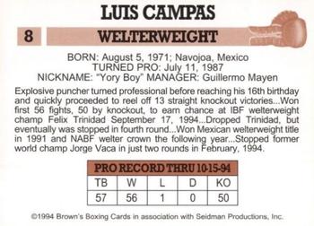 1994 Brown's #8 Luis Ramon Campas Back