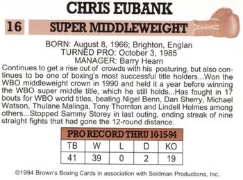 1994 Brown's #16 Chris Eubank Back