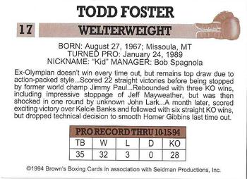 1994 Brown's #17 Todd Foster Back