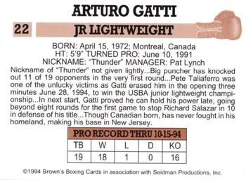 1994 Brown's #22 Arturo Gatti Back