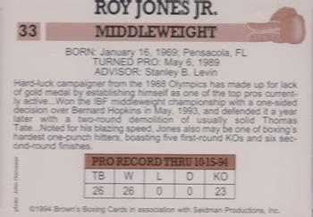 1994 Brown's #33 Roy Jones Jr. Back