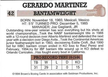 1994 Brown's #42 Gerardo Martinez Back