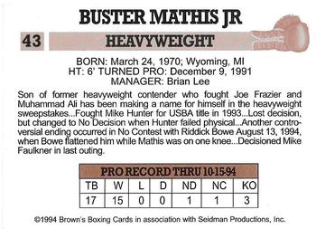 1994 Brown's #43 Buster Mathis Jr. Back
