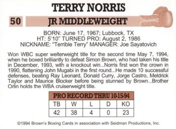 1994 Brown's #50 Terry Norris Back