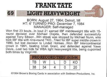 1994 Brown's #69 Frank Tate Back