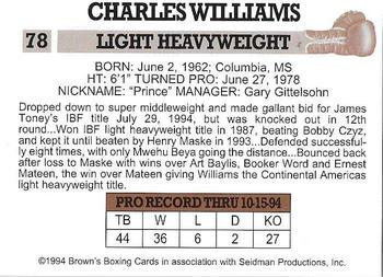 1994 Brown's #78 Charles Williams Back