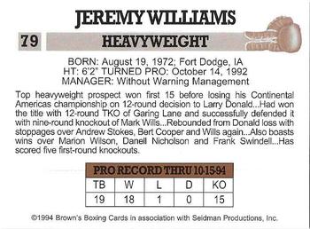 1994 Brown's #79 Jeremy Williams Back