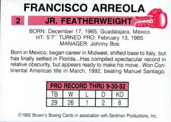 1992 Brown's #2 Francisco Arreola Back