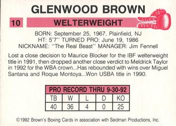 1992 Brown's #10 Glenwood Brown Back
