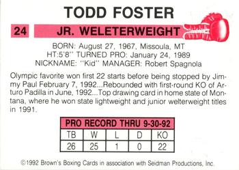 1992 Brown's #24 Todd Foster Back