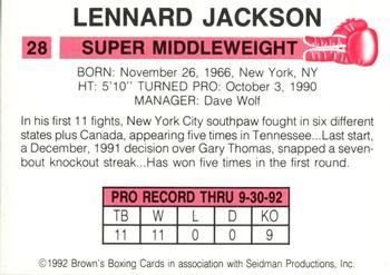 1992 Brown's #28 Lennard Jackson Back