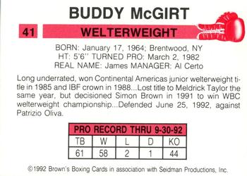 1992 Brown's #41 Buddy Mcgirt Back