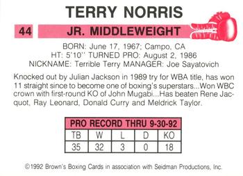 1992 Brown's #44 Terry Norris Back